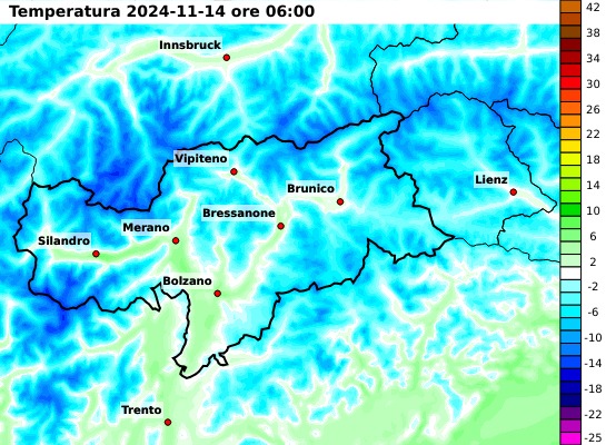 mappa temperature meteo provincia autonoma di bolzano alto adige