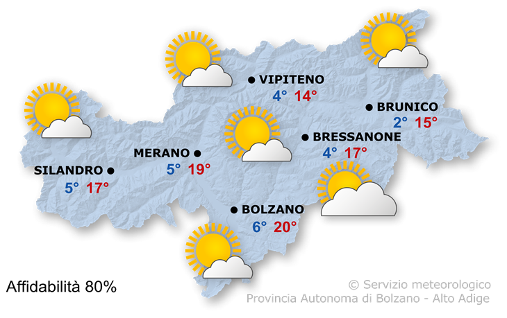 Previsione per oggi, lunedì 20/03/2023