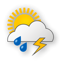 Cloudy, thunderstorm with moderate shower